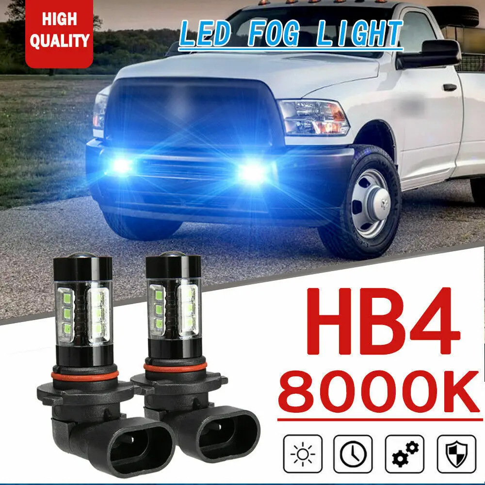 

2pcs HB4 Ice Blue LED 80W Fog Light Bulbs For Dodge RAM 1500 2500 3500 2013-2018