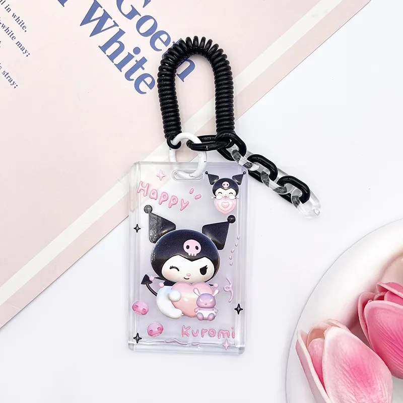 New Cute Cartoon Characters Acrylic Card Holder Kpop Album Bus Card Bank ID Card Protective Display Sleeves Students Bag Pendant 5