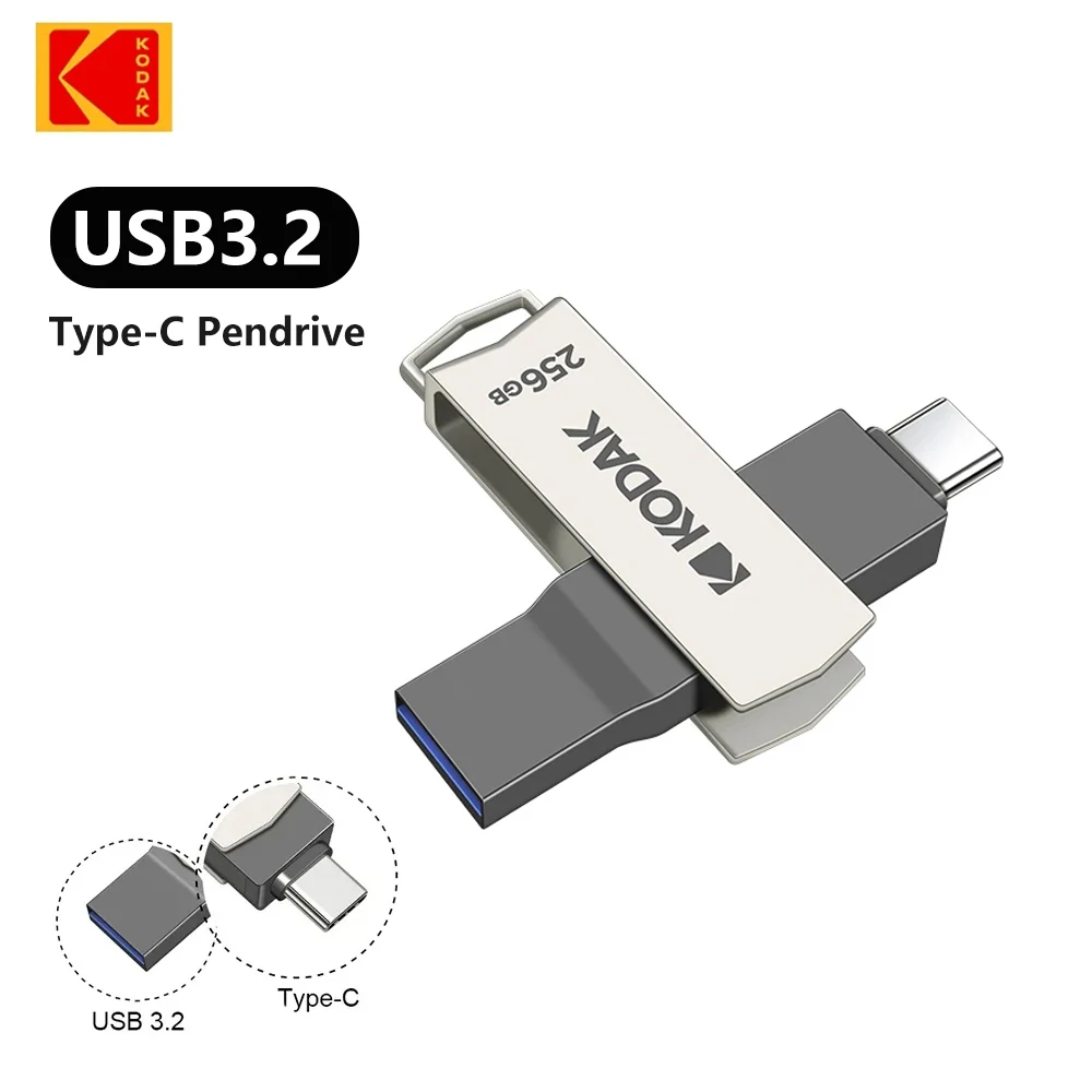 USB Flash Drive KODAK K273 USB3.2 Type C Flash Drive 256GB 128GB 32GB Pendrive High Speed Dual Memory Stick For Smartphone Laptop usb flash drive,flash drive,type c pendrive
