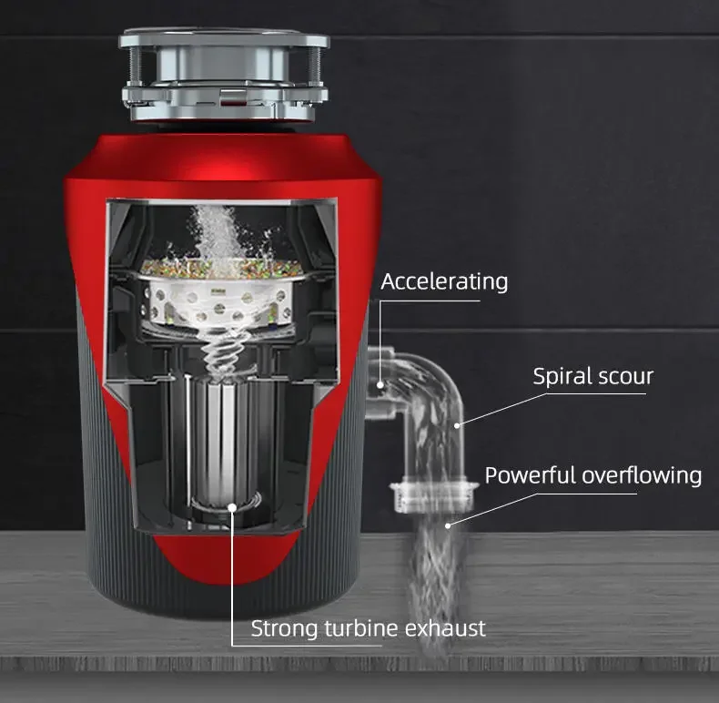 1Hp 750w 1500ml Grind Household Kitchen Processor Crushing Food Waste Shredder Machine Sink Garbage Disposal