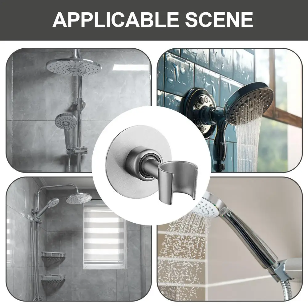 Description Picture 3 of itemSelf-Adhesive Showerhead Rack Handheld Shower Arm Mount Bracket Holder No Drilling Wall Mount Bracket Shower Head Holder  Supply