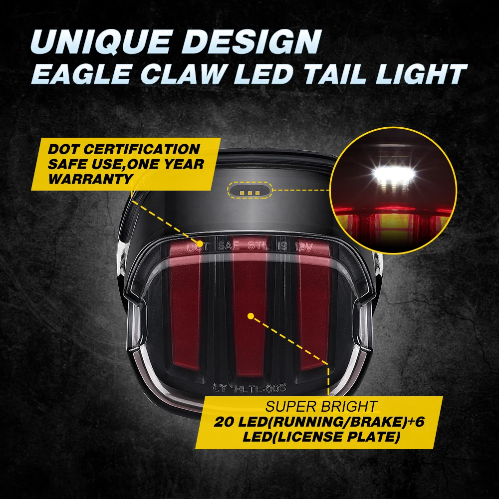 Newest Rear Brake Light Motorcycle LED Taillight For Harley Sportster XL883 XL1200 Dyna Softail Touring Road Motorcycle Lamp