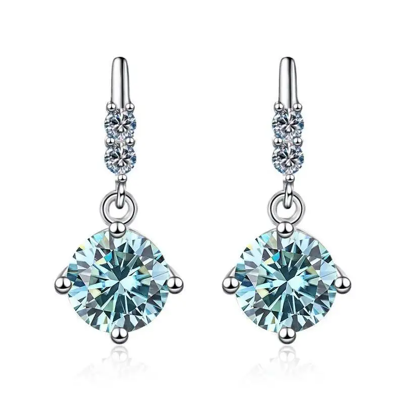 1 Karat 2CT runde Moissanit-Ohrringe für Damen, 925er Sterlingsilber, luxuriöser edler Schmuck, bestehen den Diamanttester – Detail 10