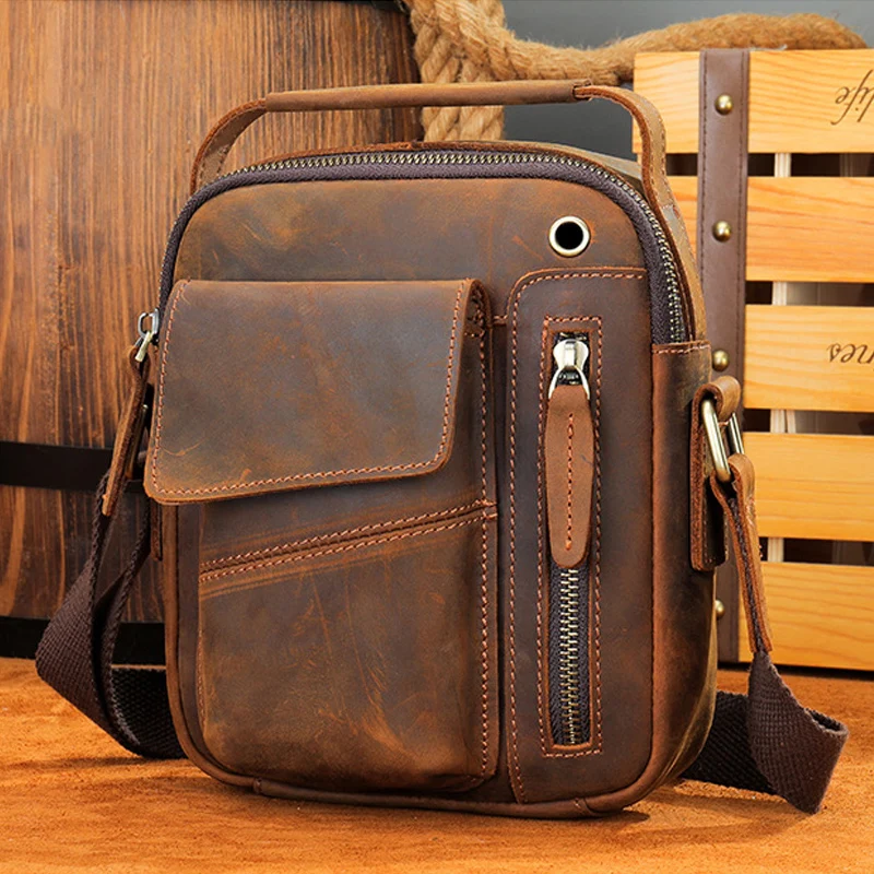 

Newsbirds Retro Fashion Mini Shoulder Bag Genuine Leather Crossbody Bag Sling Bags for male casual shoulder bags phone pouch