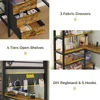 Loft Bed Twin Size with L-Shaped Desk, LED Lights,Charging Station,Twin Metal Loft Bed with Desk, Fabric Drawers & Shelves 4