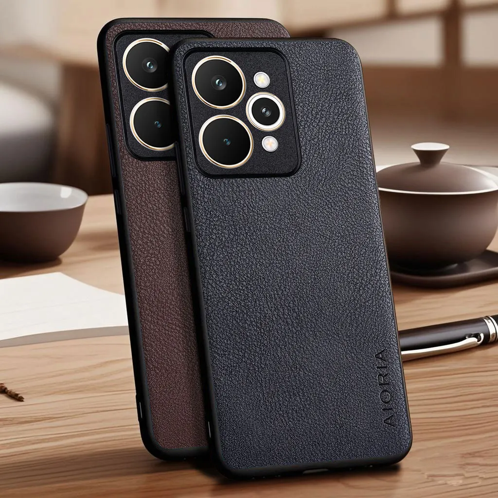 Elegant Vegan Leather Phone Case - Lychee Pebble Texture