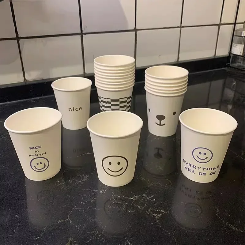 Disposable paper cups 50pcs 250ml White Paper Cups Personalized for Coffee Tea Milk Drinking Accessories Camping Party Supplies