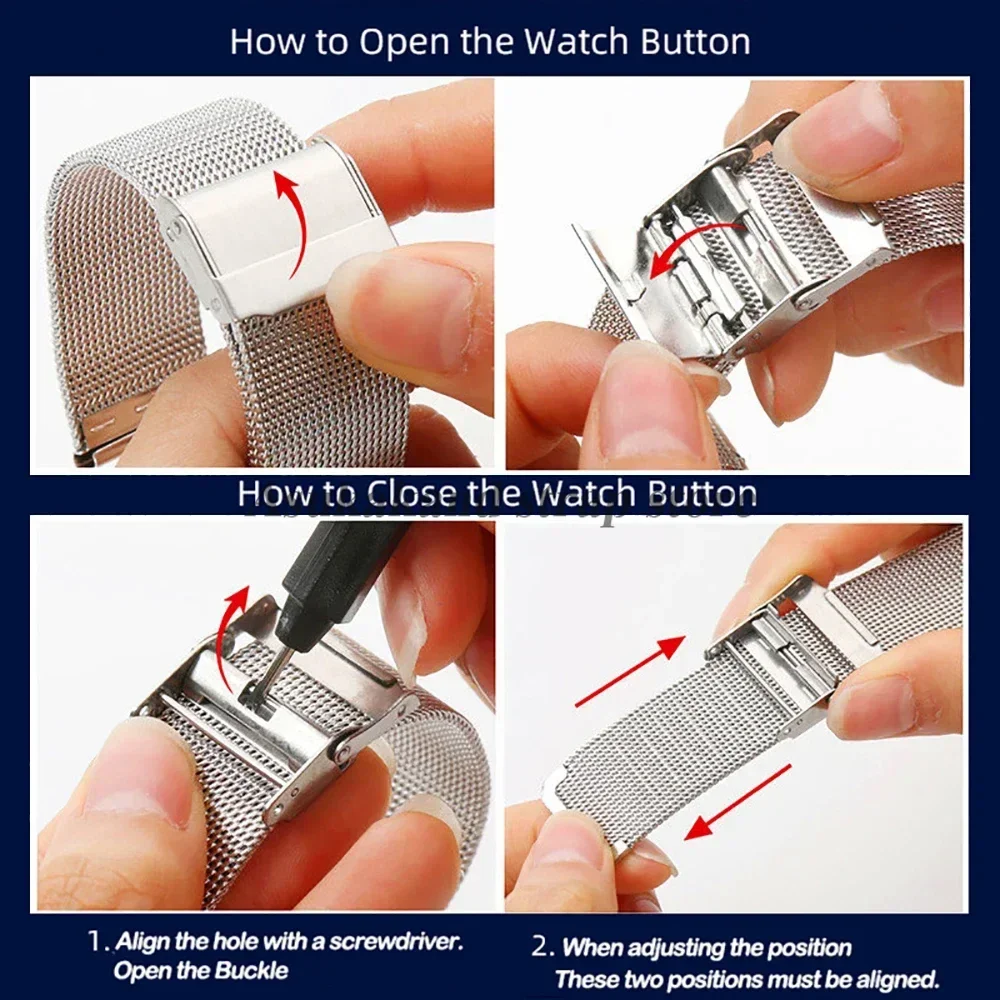 Elegant Milanese Mesh Stainless Steel Watch Band - Metal Strap Replacement, 0.6mm Thickness