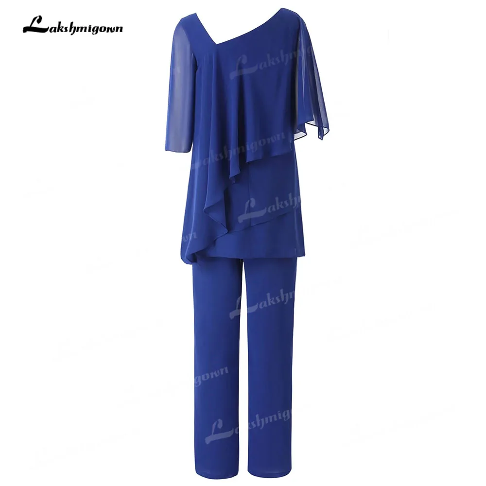 

Elegant Pleats Women Chiffon Three Quarter Sleeve Mother of the Bride Pant Suit 2023 vestidos para madre de novia lakshmigown