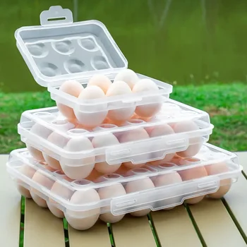 Egg Holder with Lid – Plastic Refrigerator Egg Storage Box, Portable Tray for Fridge, Camping & Outdoor 1