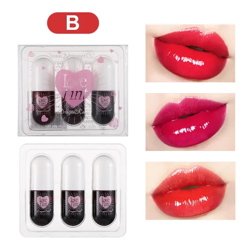 3pcs Mirror Water Lip Gloss Set Waterproof Long Lasting Moisturizing Lip Tint Non-Stick Cup Mini Capsule Liquid Lipstick Makeup lip gloss lip makeup lip tint
