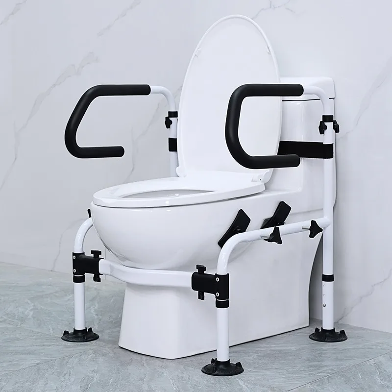 No-Drill Toilet Grab Bar Anti-Tripping Toilet Assist Stand Anti-Tip Adjustable Assist Bar Adjustable Support Rail