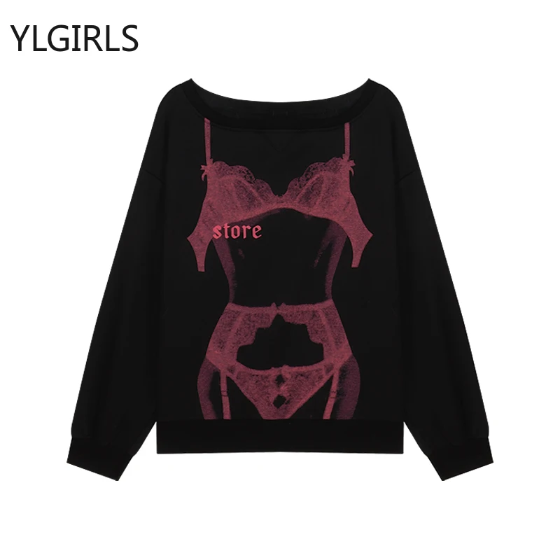 

Autumn for Women Korean Style Grunge Aesthetic Hoodie Vintage Bikini Print Sweatershirt Harajuku Coat Gothic Jacket Mall Goth