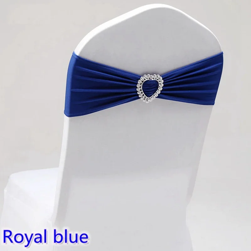 Wedding Decoration Spandex Chair Sash Bow Tie Bands Knot With Love Heart Buckle Stretch For Hotel Birthday Party Banquet Event 2