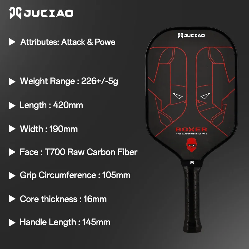 ピックルボール パドル JUCIAO 3KRaw Carbon Fiber 白 ピックルボール パドル JUCIAO 3KRaw Carbon Fiber 白 JUCIAO