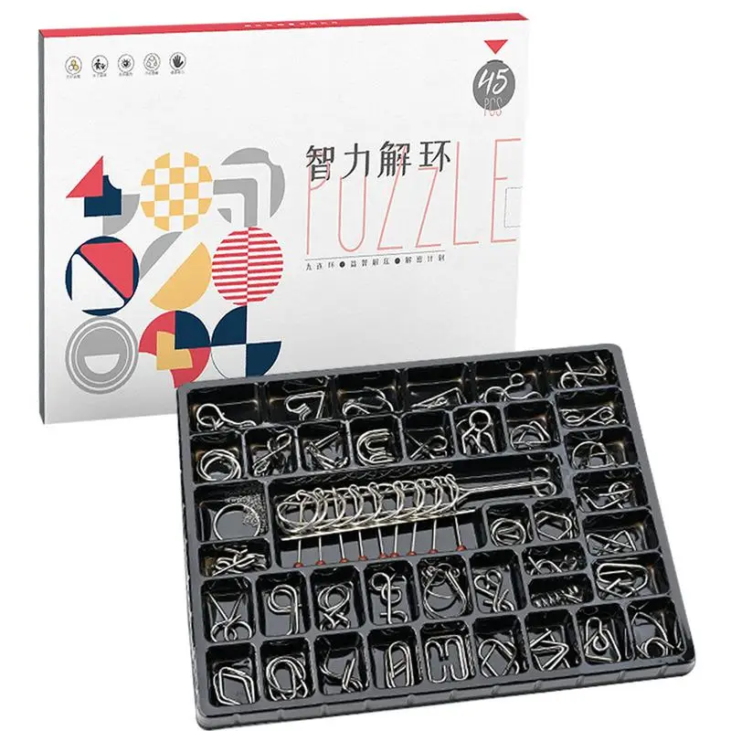 

Metal IQ Puzzle Set Brain Teaser Puzzle Iron Unlock Interlock Game Reusable Magic Trick Toy Flexible Metal Puzzle Unlocking Toys