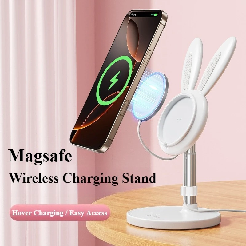 Eary Portable Wireless Charger Stand Desktop Phone Holder for Magsafe Charger for iPhone 16/15/14 Pro Max (Not Included Charger)