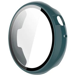 Premium Tempered Glass Protective Case for Honor Watch Fit - 44mm Screen Protector and Bumper Frame (Needle green)