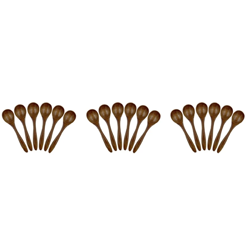 

Small Wooden Spoons,18 PCS 5.3 Inch Natural Soup Spoons Bamboo Wood Spoon For Eating, Handmade Condiments Mixing Serving