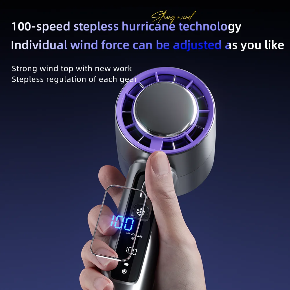 2024 New Semiconductor Refrigeration High-speed Handheld Electric Fan 4000mAh USB Portable Rechargeable Outdoor Small Fan 2