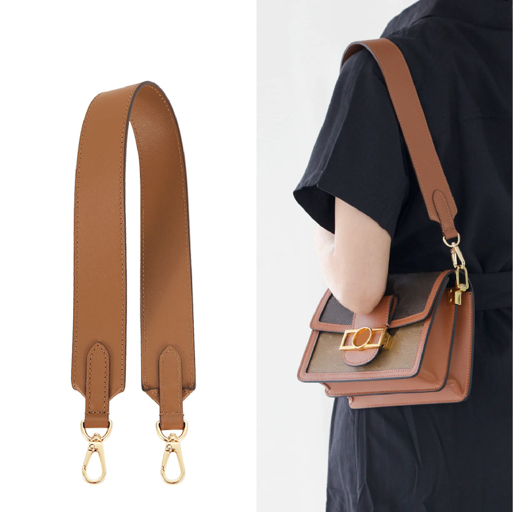 

For Daphne woc adjustable leather wide shoulder strap replacement underarm crossbody caramel strap accessories