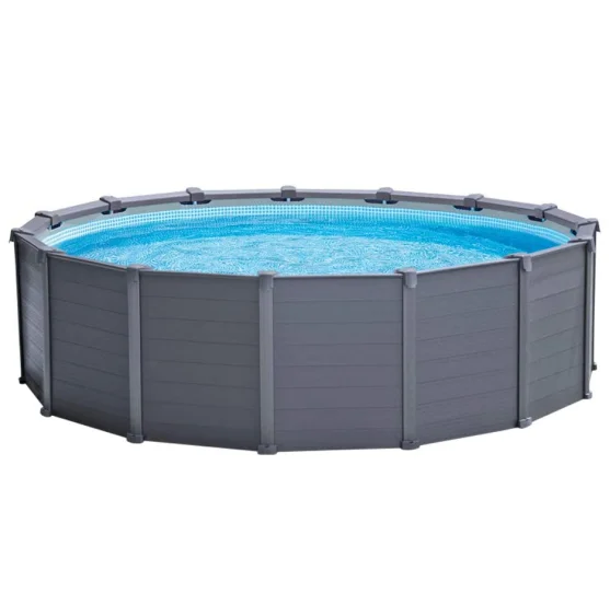 2021 Hot Sale Large Latest Swimming Pool Round Water Graphite Gray Panel Pools 16,805L with Sand Filter Pump Set