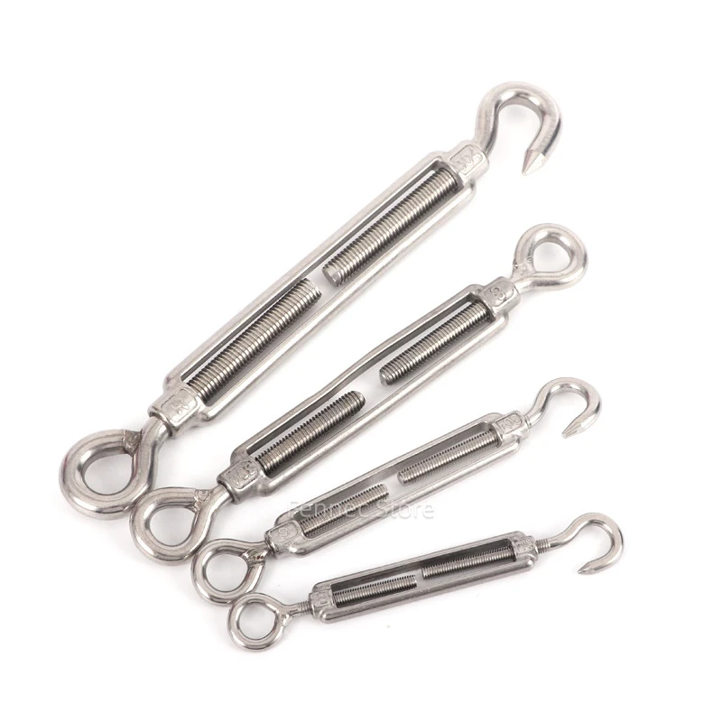 Chain Rigging Hooks & Eye Turnbuckle Wire Rope Tension Device 304 Stainless Steel M4 M5 M6 M8 M10 Oc Oo Cc Type 5PCS