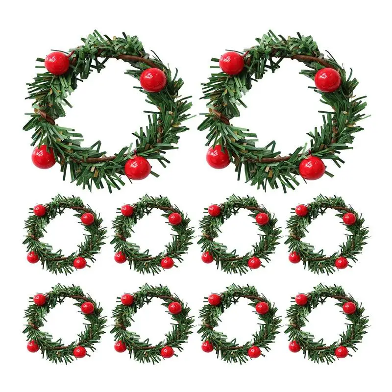 

Pine Napkin Rings 10pcs Christmas Red Fruit PVC ring holder Winter Napkin Rings for Christmas Xmas home Table Decoration