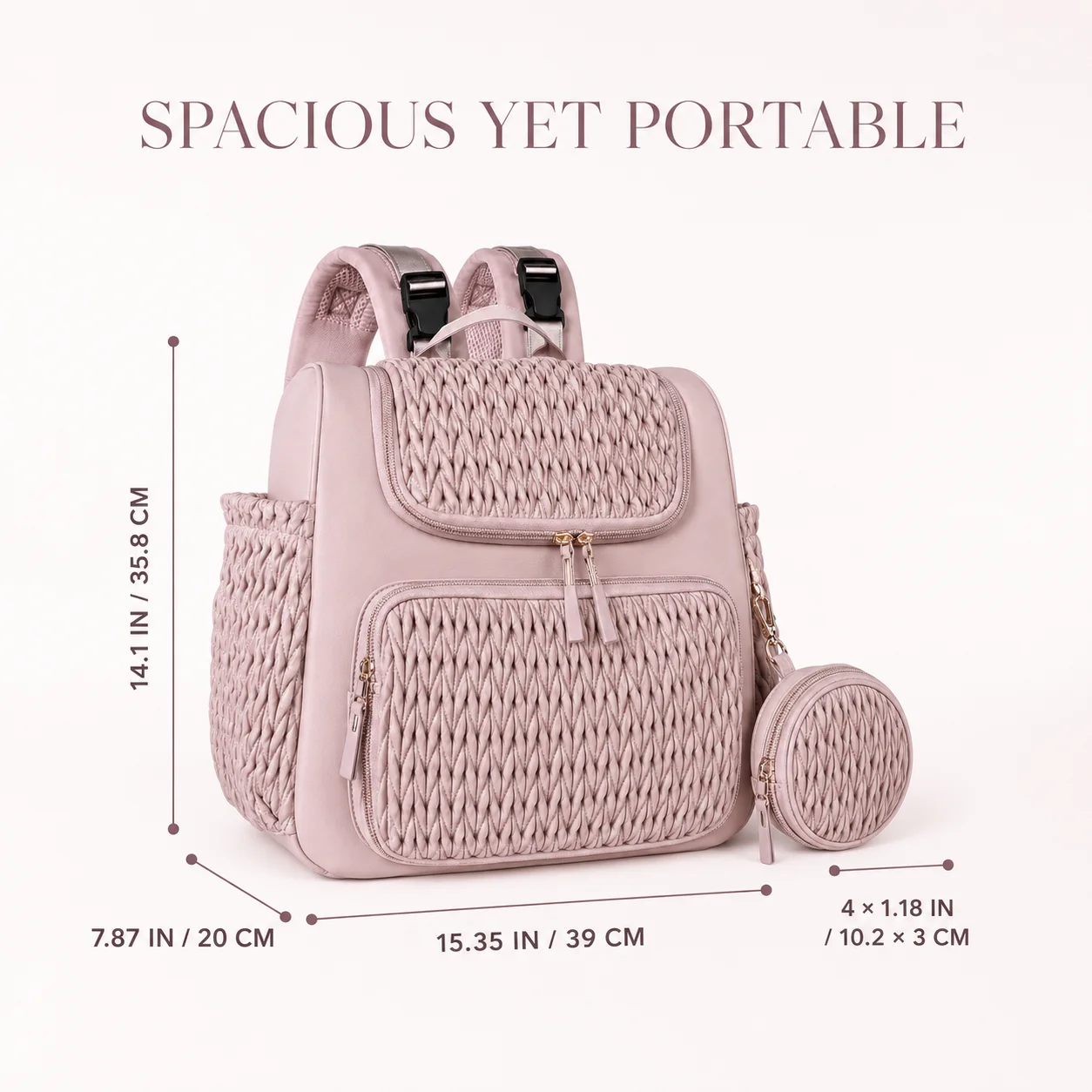 Fashion Woven Diaper Backpack Large Capacity Baby Bag with Stroller Straps Waterproof Multi Pocket Maternity Travel Backpack for - 6