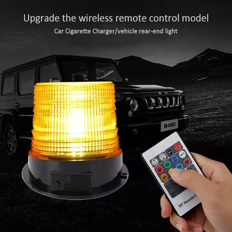 

LED Car Indicator Flash Emergency Police Light Rotating Beacon Strobe Magnetic Warning Light 12V Wireless Remote USB Charging