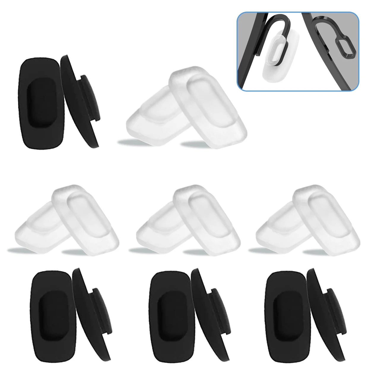 Bwake 10 Pairs Replacement Nose Pads For Costa Del Mar, Maui Jim, Oakley Sunglasses - Clear, Natural Rubber
