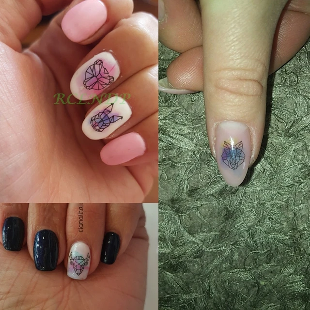 Water sticker for nail art decoration slider watercolor ink cattle dreamcatcher design decal manicure lacquer accessoires 7