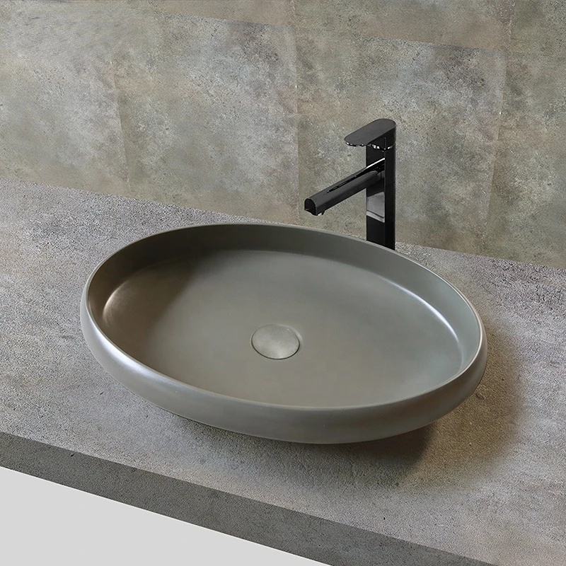 

solid surface artificial stone marble white and concrete color bathroom above under basin sink