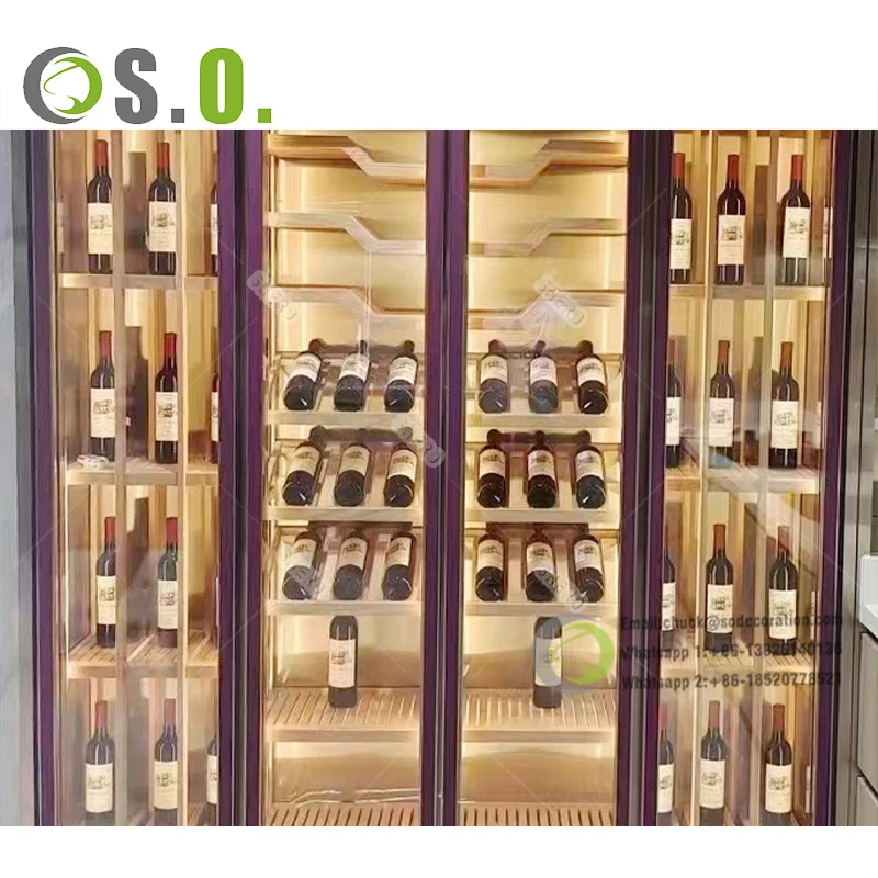 Latest Design Tempered Glass Wine Cabinet bar Living Room Furniture Stainless Steel Wine Storage Cellar Cabinet