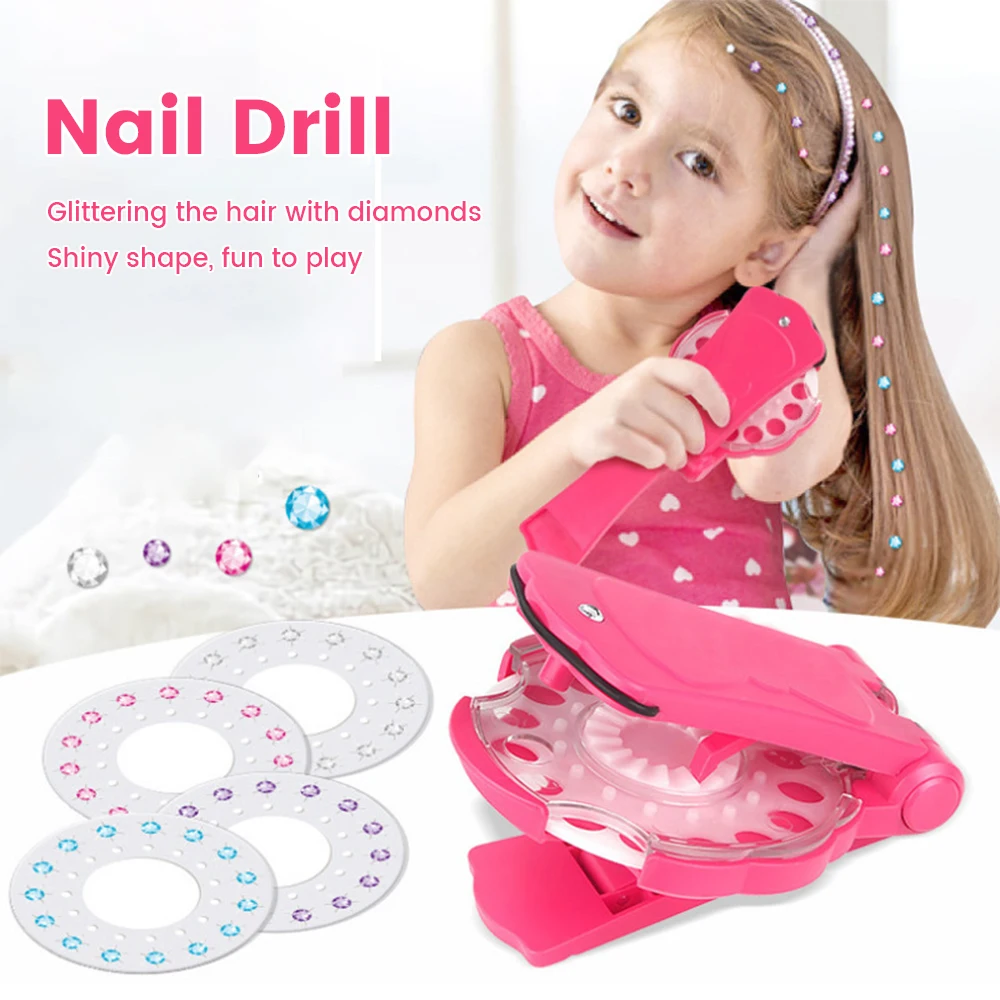 Nail Drill Diamond Stickers Blingbling DIY Girls Hair Styling Tool Sticker Dress Up Rig Toy Birthday Gifts |