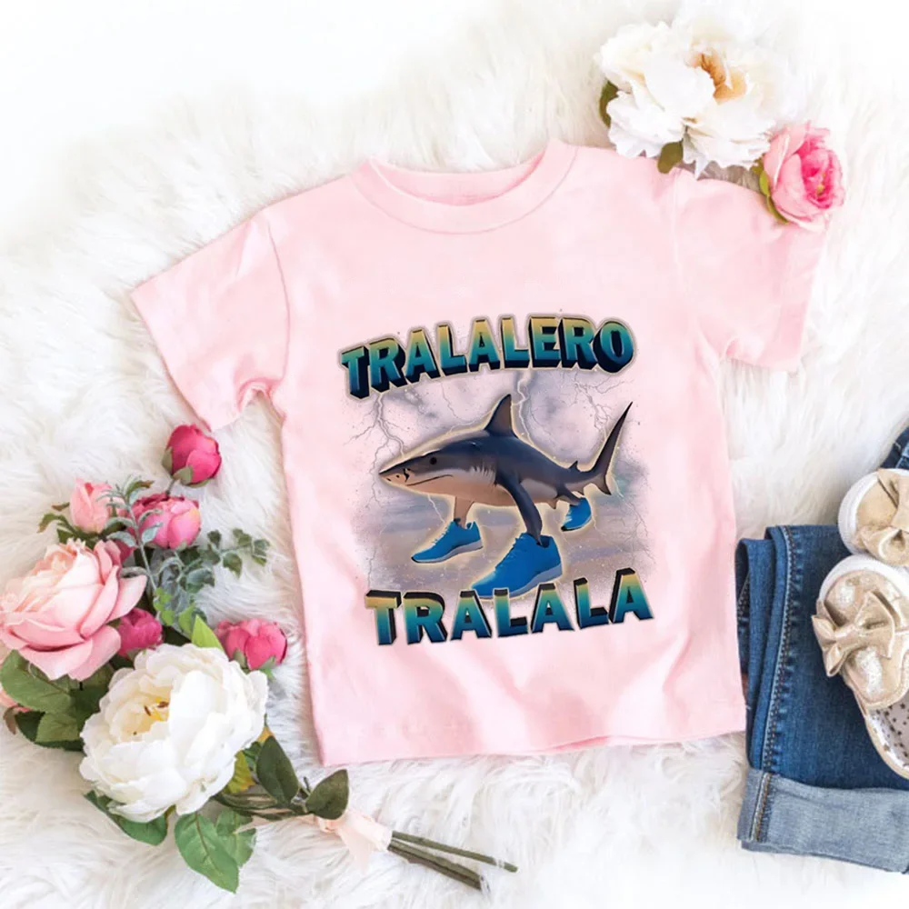 이탈리아 브레인롯 동물 키즈 밈 귀여운 티셔츠 여름 티셔츠 Tung Tung Tung Sahur 재미있는 의류 상의