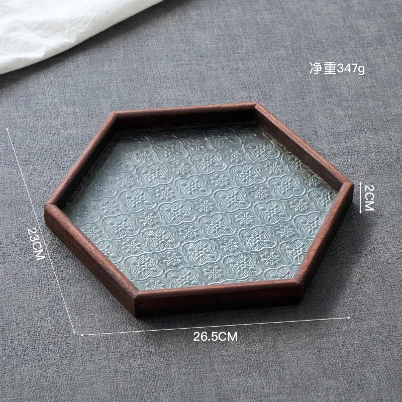 Vassoio organizer da tavolo in legno di noce per posate, cucchiai da portata, utensili da cucina, teiera, tazza da tè, snack - immagine 6