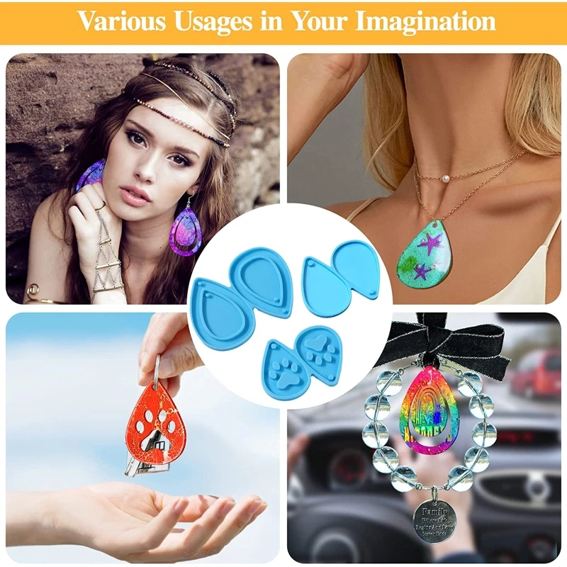 

113Pieces Teardrop Earring Silicone Molds Kit for Resin Jewelry Epoxy Casting Mold with Earring Hook for DIY Unique Tool