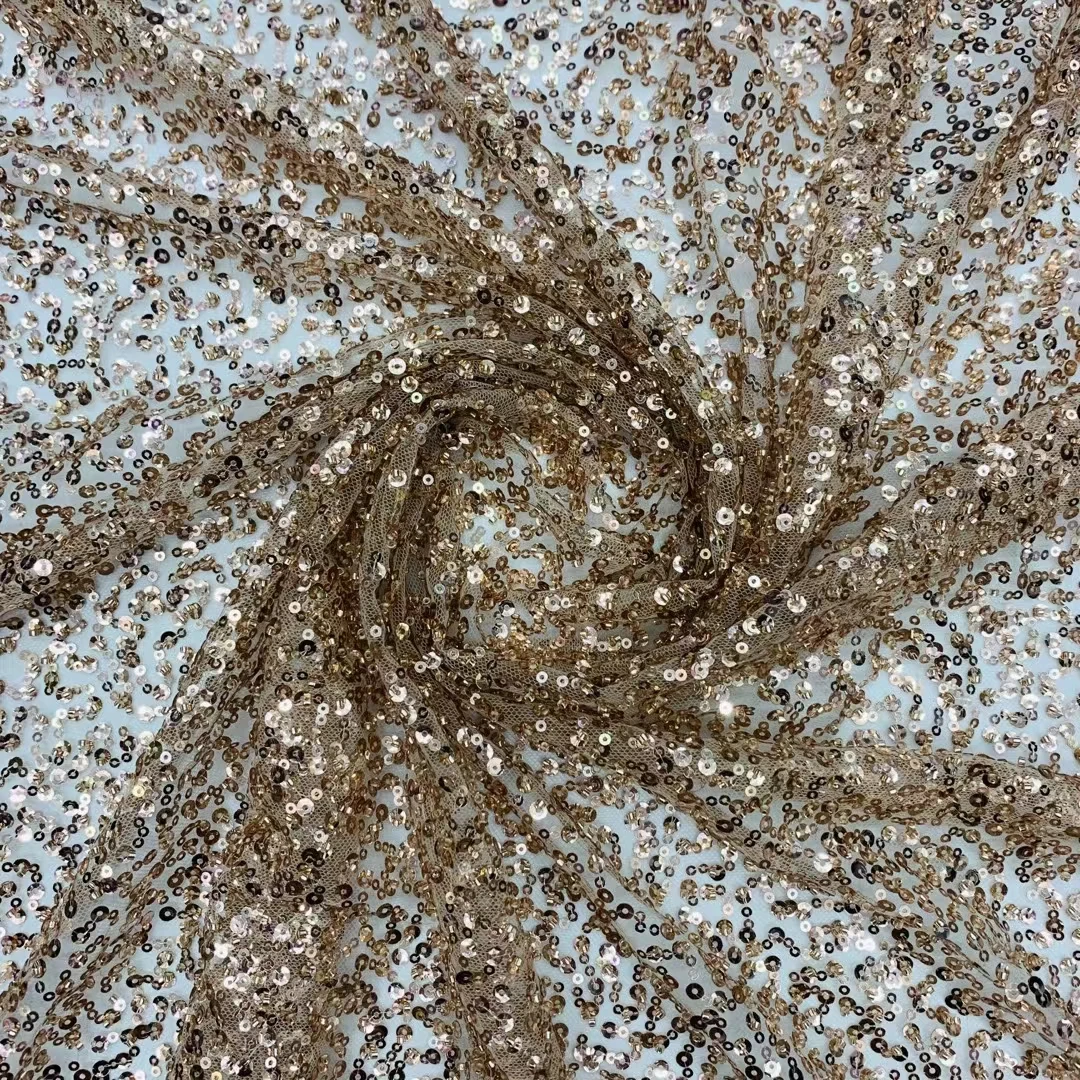 

High Quality Elegant French Mesh Lace Fabric African Embroidery Nigerian With Beads Fabric For Wedding Party Dress