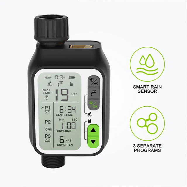 Eshico HCT-355 Un arroseur automatique de fleurs à détection de pluie pour balcon de jardin Contrôleur d'irrigation d'arrosage intelligent à grand écran 5