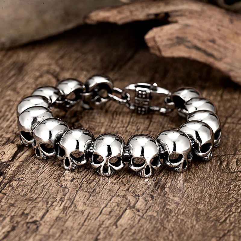 Male Minimalist Skull Bracelet Men And Women's Retro Punk Totem
