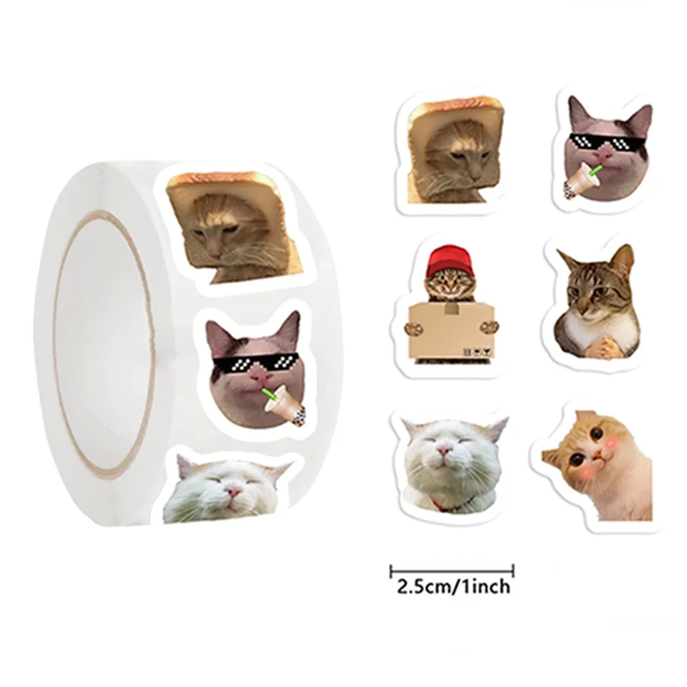 500pcs/roll Funny Cats MEME Cartoon Graffiti Stickers DIY Phone Guitar Laptop Notebook Suitcase Waterproof Sticker Kids Toy