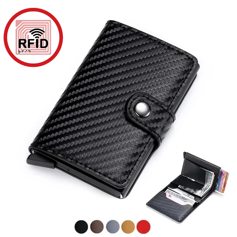 Wallet Card Holder ID Credit Bank Card Holder Hasp Wallet Men Anti Rfid Blocking Protected Magic PU Leather Slim Mini Small Money Wallets Case