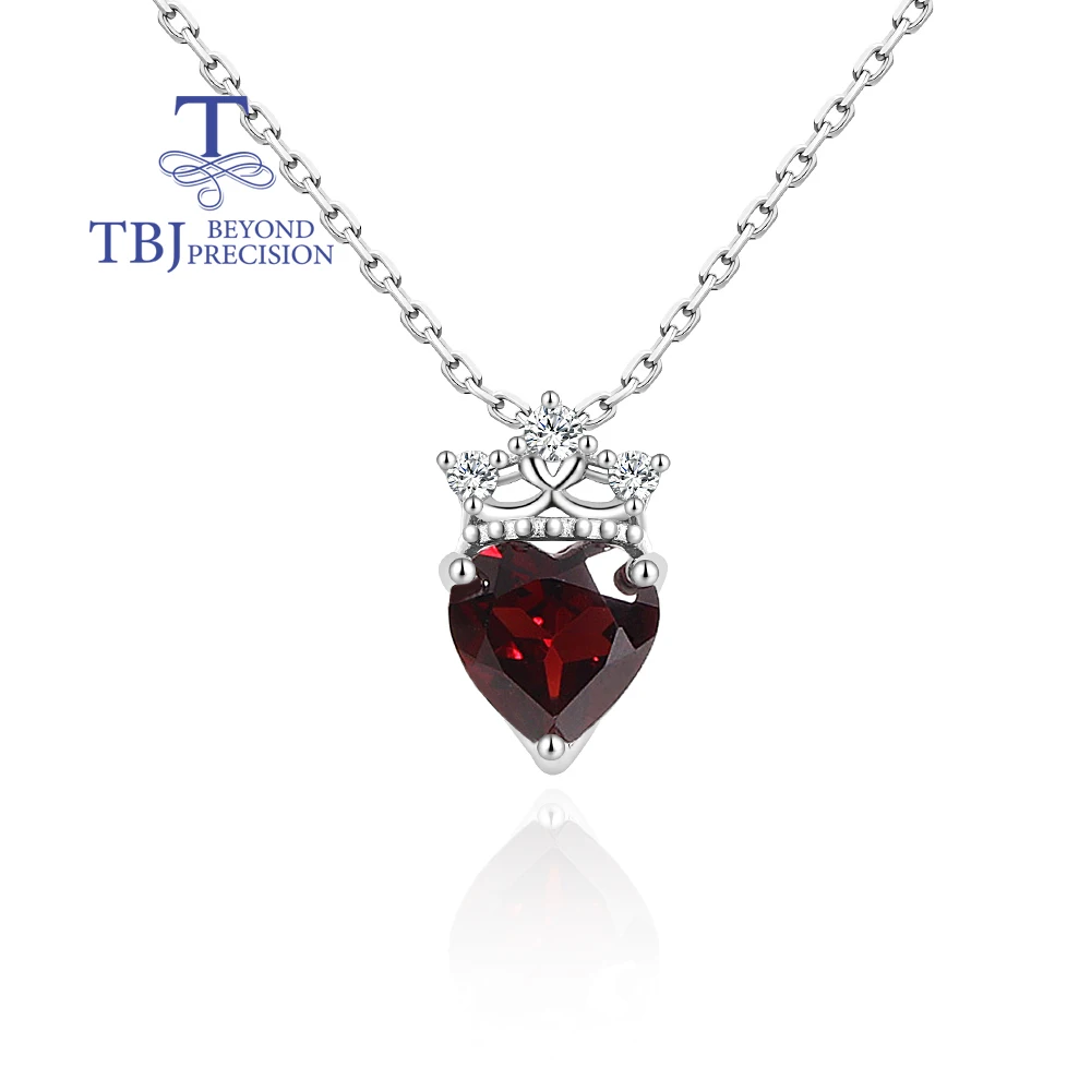 2026, Kronen-Design, 925Er Sterlingsilber, Damenhalskette, Natürlicher Herzanhänger Mit 8,00 Mm Granat, Eleganter Schmuck Für Verlobungsgeschenke S61Ec22B7D5A14Fb080378634D009D037Y
