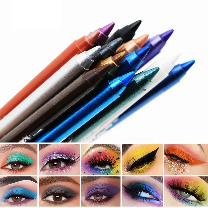 Shimmer Waterproof Quick-drying Eyeliner Pencil Colourful Pigment Blue Black White Color Gel Eye Liner Pen Eye Beauty Cosmetics