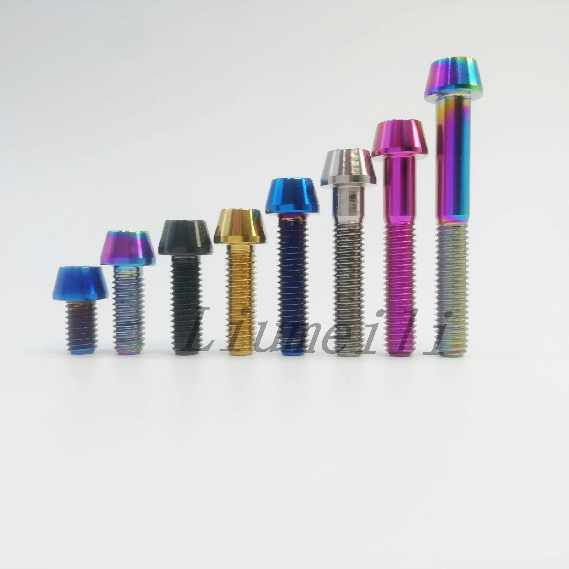 

Liumeili Titanium Ti M6X10 16 18 20 25 30 35 45 Allen Key Taper Head Bolt Screw for Bicycle Stem Seatpost Bicycle Parts GR5 1PC