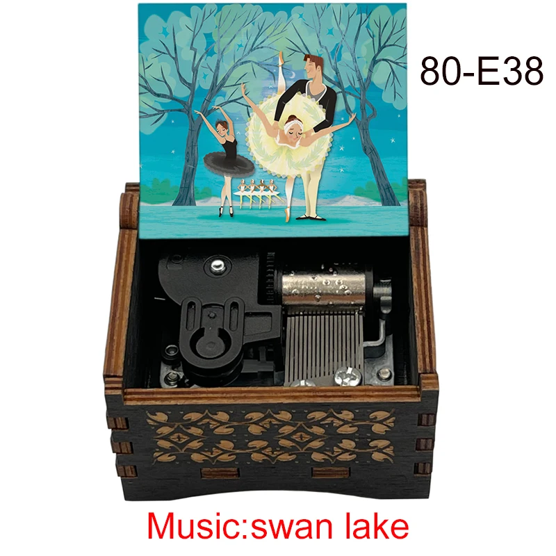Swan Lake Music Box 18 Note Windup Clockwork Mechanism Wood Music Box for Kids toy girlfriend Play Swan Lake 4