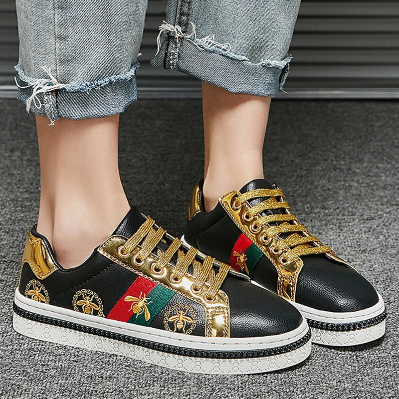 Embroidered Luxury Brand Shoes Casual Flats Soft Sneakers Comfort