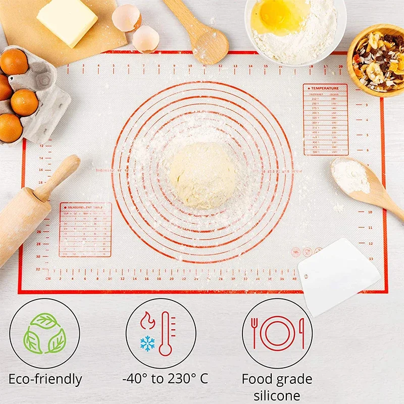 Silicone Kneading Pad Non-Stick Surface Rolling Dough Mat With Scale  Kitchen Cooking Pastry Sheet Oven Liner Bakeware 30X40CM - AliExpress