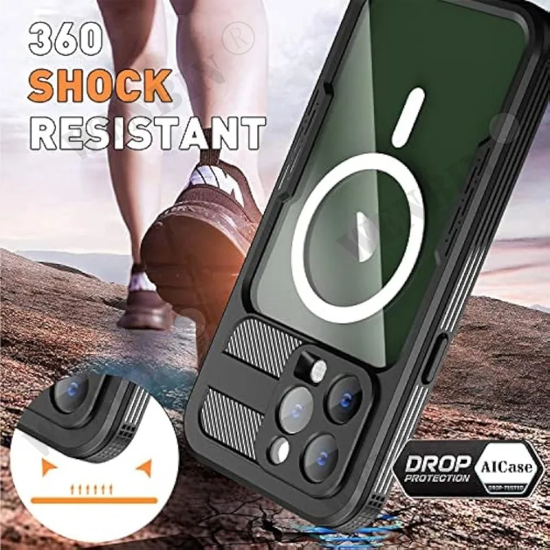 Waterproof Case iPhone 15 14 Pro Max Plus Compatible with Magsafe Snow Dust Shock Proof 360° Underwater IP68 Certified Cover